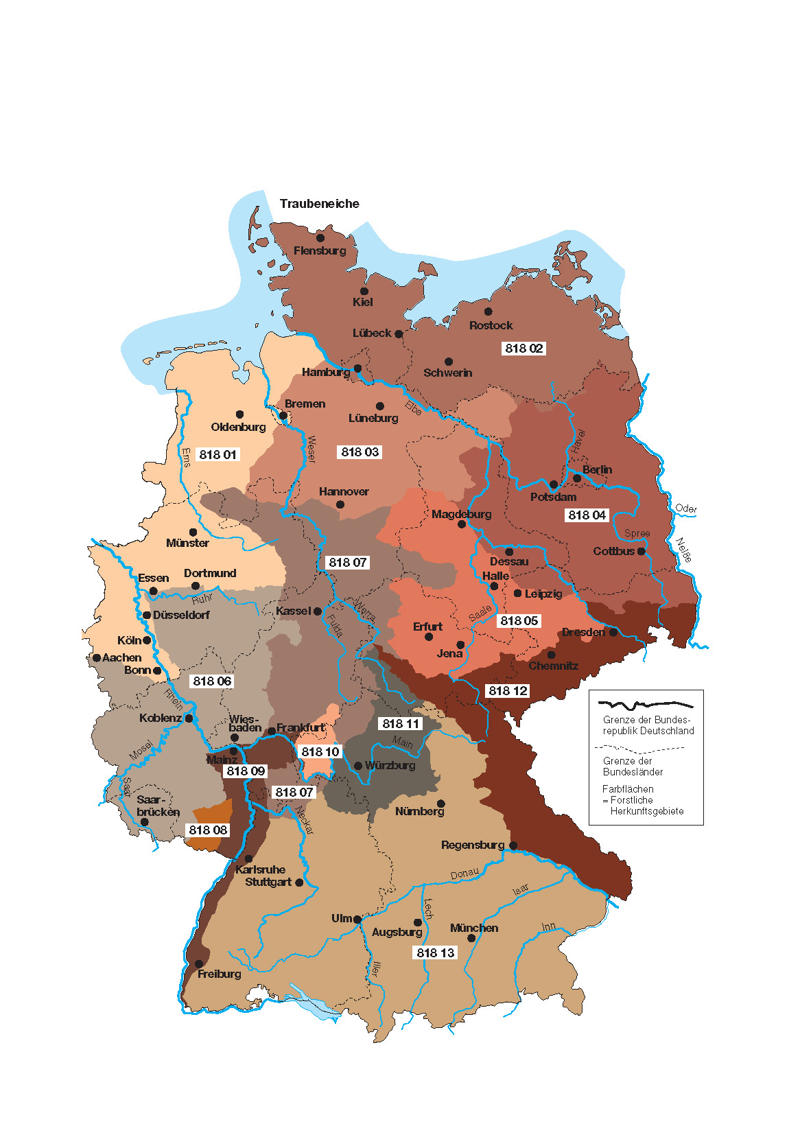 Karte für Traubeneiche